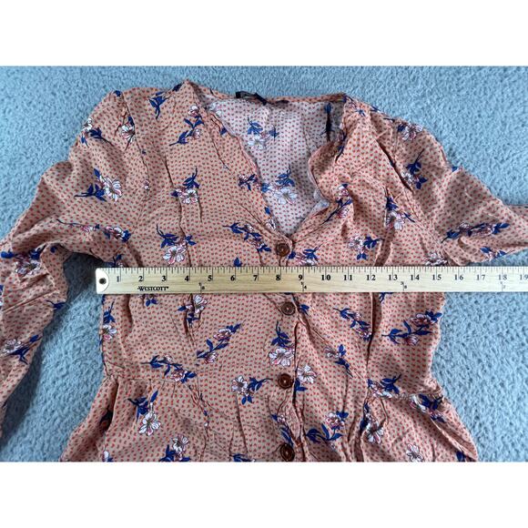 One Clothing Shirt Womens Small Business Long Sleeve Button Up V-Neck Peplum - Picture 4 of 6